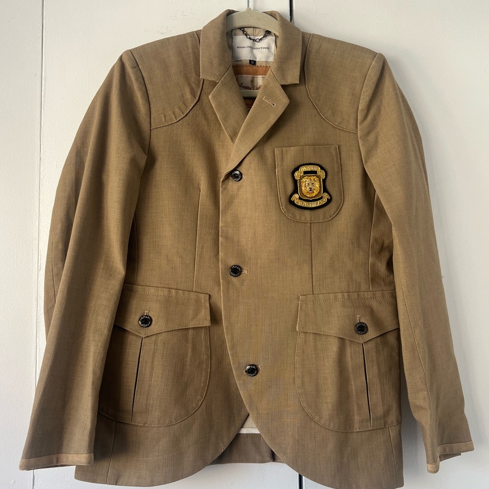 Vintage Japanese ANALOG LIGHTING Khaki Blazer • Emblem Detail * Size M